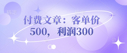 付费文章:客单价500,利润300-笑笑轻创