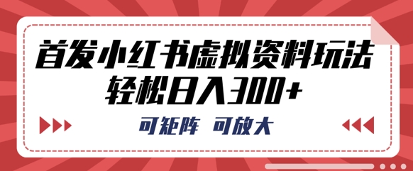 首发小红书虚拟资料玩法，可矩阵，可放大，轻松日入3张-笑笑轻创