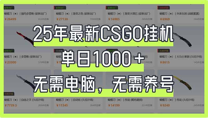 （14178期）25年最新CSGO挂机系统，单日1000+，无需电脑，无需养号，0基础可上手-笑笑轻创