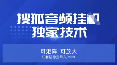 【搜狐音频挂G】独家技术，可矩阵可放大，红利期稳定月入8k【揭秘】-笑笑轻创