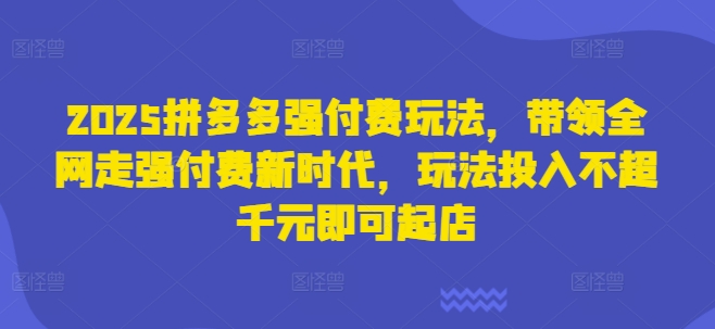 2025拼多多强付费玩法,带领全网走强付费新时代,玩法投入不超千元即可起店-笑笑轻创
