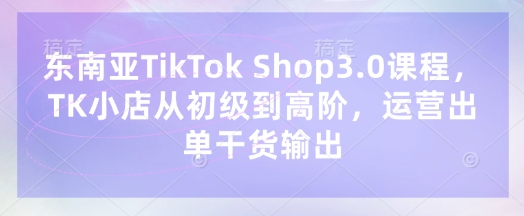 东南亚TikTok Shop3.0课程,TK小店从初级到高阶,运营出单干货输出-笑笑轻创