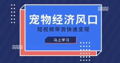宠物赛道快速变现精品课，宠物经济风口，短视频带货快速变现-笑笑轻创