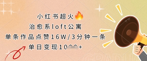 小红书超火的治愈系loft公寓,单条作品点赞16W,3分钟一条,单日变现数张-笑笑轻创