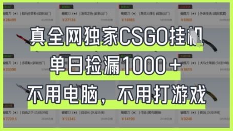 真全网独家CSGO挂G，单日捡漏1k+【揭秘】-笑笑轻创