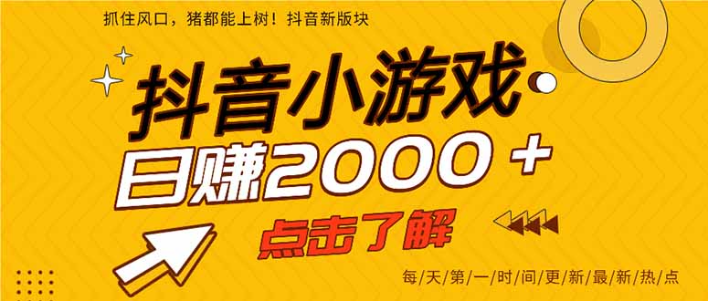 （14319期）抖音小游戏，最新风口项目，亲测单游戏2000+感兴趣点击了解。-笑笑轻创
