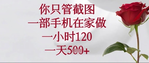 你只管截图，一部手机在家操作，一小时120.一天5张【揭秘】-笑笑轻创