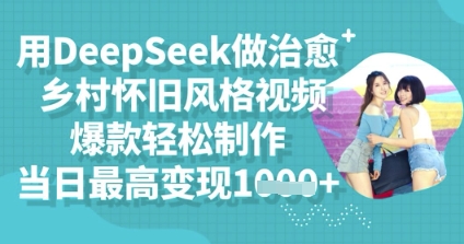 用DeepSeek做治愈乡村怀旧风格视频,爆款轻松制作,当日最高变现多张-笑笑轻创
